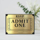 Billet d'or Noir & Or Mariage RSVP (Debout devant)
