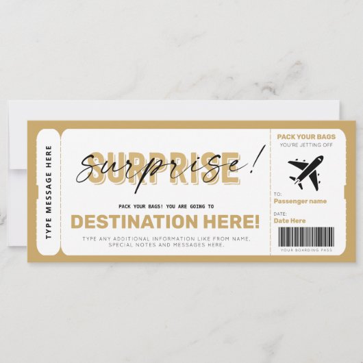 Billet faux avion Carte d'embarquement surprise (Devant)