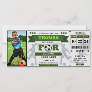 Billet Invitation Anniversaire de football, Billet
