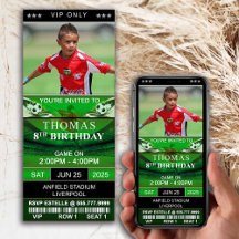 Billet Invitation Anniversaire de football, Billet