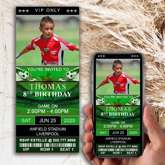 Billet Invitation Anniversaire de football, Billet