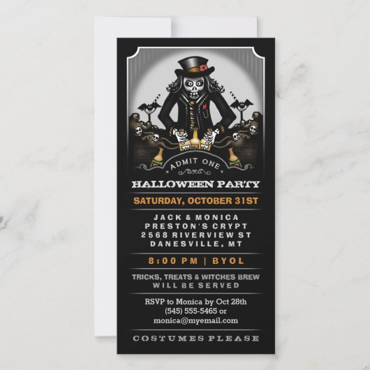 Billet Invitation de fête d'Halloween Ghoulish (Devant)