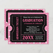 Billet Invitation de la fête de graduation rose no (Devant / Derrière)