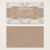 Billet Mariage à boire Burlap & Lace (Devant & derrière)