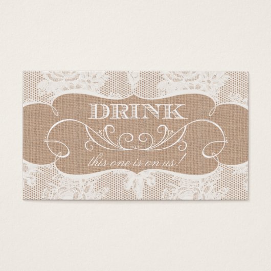 Billet Mariage à boire Burlap & Lace (Devant)