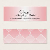 Billet Mariage Boisson Diamant Rose arrondi Corner (Devant & derrière)