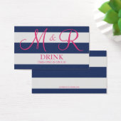 Billet Mariage de Monogramme bleu marine et rose (Bureau)