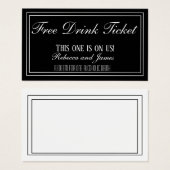 Billet Mariage noir et blanc Billet de boisson gra (Devant & derrière)