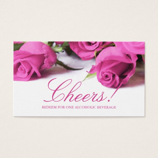 Billet Mariage Romantic Rose Roses Boire (Devant)