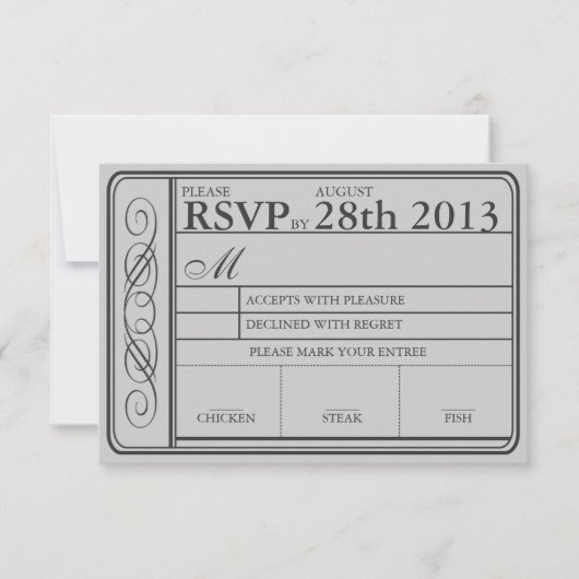 Billet mariage RSVP II Punchout Grey (Devant)