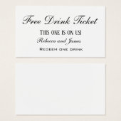 Billet Mariage simple noir et blanc Boisson gratui (Devant & derrière)