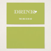 Billet Mariage vert Coeur mignon Boire (Devant & derrière)