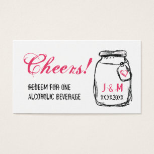 Billet Mason Jar et Mariage de coeur rose Boire