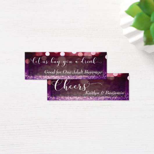 Billet mini-boisson Red Purple Ombre Bokeh Script (Bureau)