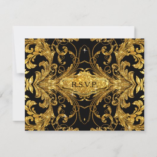 Billet Parties scintillant or Faux Réponse RSVP Vi (Dos)