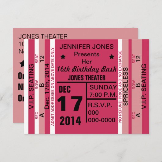 Billet Pour Amuser Invitation Carte Postale (Devant / Derrière)