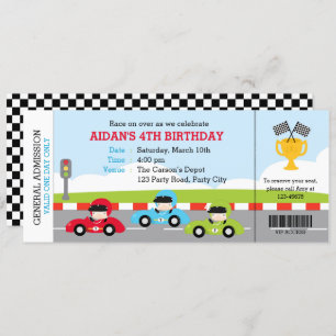 Billet Race Car Anniversaire Invitations Passe D'E