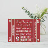 Billet (Rouge) Enregistrer La Date Invitation (Debout devant)