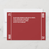 Billet (Rouge) Enregistrer La Date Invitation (Dos)