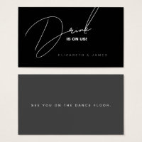 Billet simple moderne Mariage noir et blanc Boire