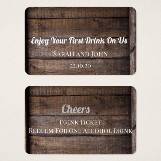 Billet simple Rustique Bois Mariage (Devant & derrière)