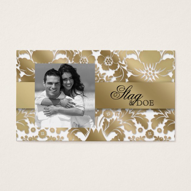 Billet Stag & Doe Damask Floral Gold White (Devant)