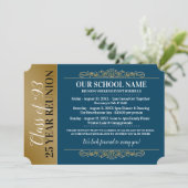 Billet Style Blue/Gold Classe Réunion Invitation (Debout devant)