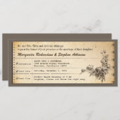 Billet vintage invitations uniques de mariage (Devant / Derrière)