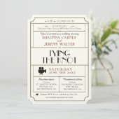 Billet Vintage mariage Invitation / Thème cinéma (Debout devant)