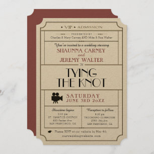 Billet Vintage mariage Invitation / Thème cinéma