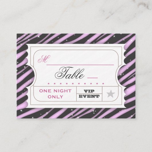 Billet VIP Zebra Glam Purple Table Cartes de siège (Devant)