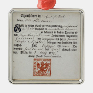 Billeting bon, 1759 metalen ornament