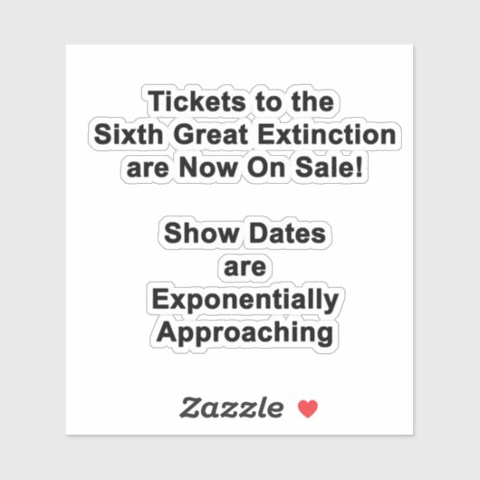 Billets Au STICKER Sixième Grande Extinction (Feuille)