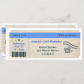 Billets cinéma vintage Invitation d'anniversaire (Devant / Derrière)