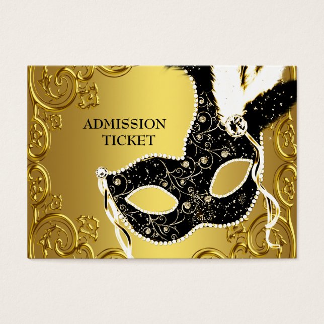 Billets d'admission à la soirée masquée Or Noir (Devant)
