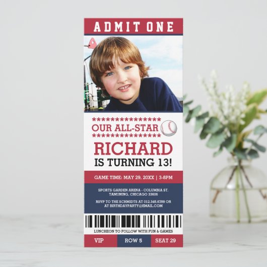 Billets de baseball Invitations d'anniversaire (Debout devant)