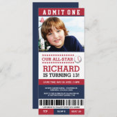 Billets de baseball Invitations d'anniversaire (Devant / Derrière)