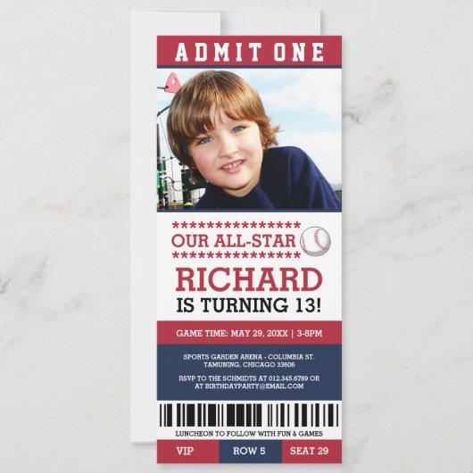 Billets de baseball Invitations d'anniversaire (Devant)