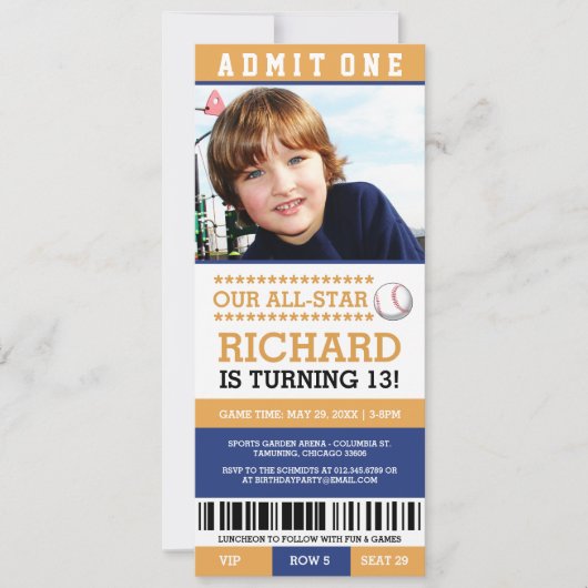 Billets de baseball Invitations d'anniversaire (Devant)