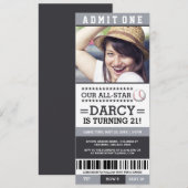 Billets de baseball Invitations d'anniversaire (Devant / Derrière)