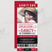 Billets de baseball Invitations d'anniversaire (Devant / Derrière)