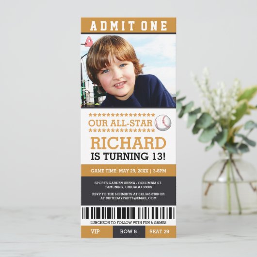 Billets de baseball Invitations d'anniversaire (Debout devant)
