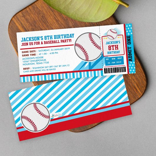 Billets de baseball Pass Invitation d'anniversaire