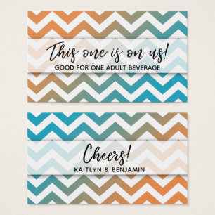 Billets de boisson à chevron ombré turquoise et or
