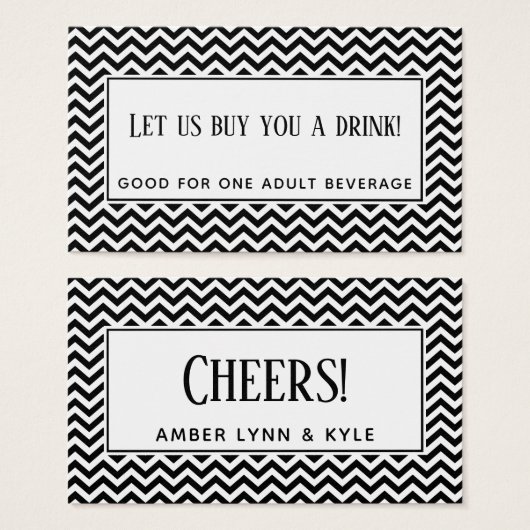 Billets de boisson à motif chevron noir et blanc (Devant & derrière)
