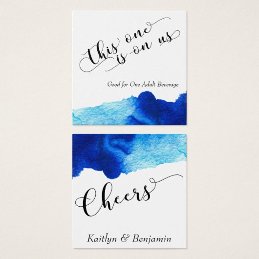 Billets de Boisson Aquarelle Abstraite Bleu Clair (Devant & derrière)