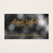 Billets de Boisson Bokeh Noir & Blanc Typographie  (Dos)