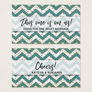 Billets de boisson confettis or et chevron sarcell