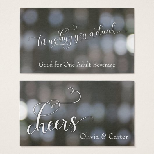 Billets de Boisson, Écriture Blanche sur Bokeh Neu (Devant & derrière)