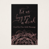 Billets de Boisson, Écriture Élégante Rose Gold et (Devant)